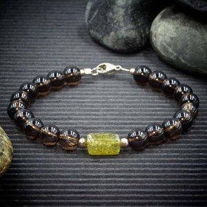Smoky Quartz and Green Garnet Bracelet - Handmade to Order